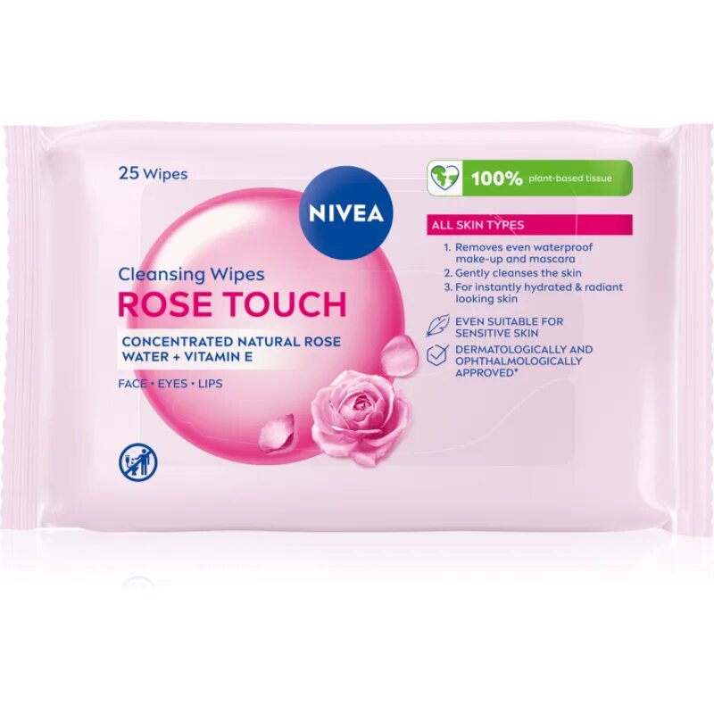 Nivea Micellar Rose Touch čistilni micelarni robčki za obraz 25 kos