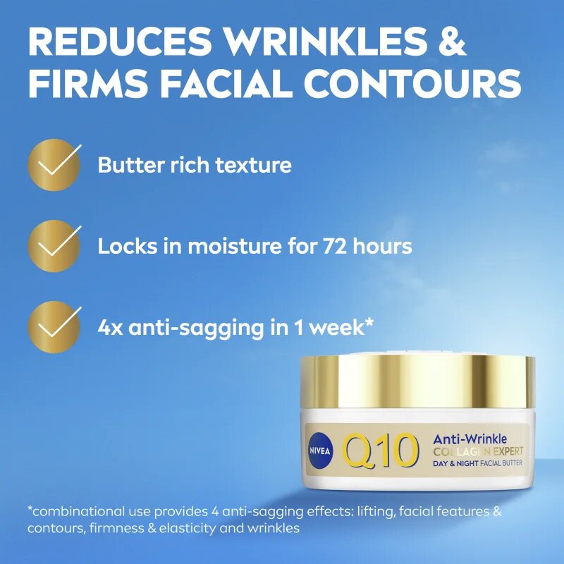 Nivea Q10 Anti-Wrinkle Collagen Expert globinsko hranilno maslo proti gubam 50 ml