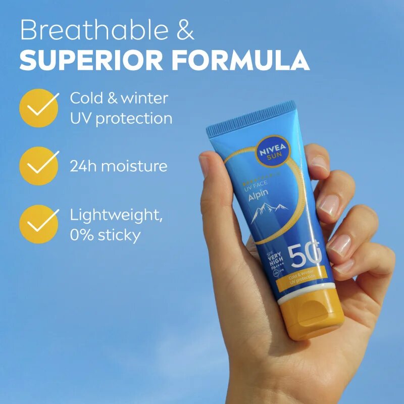 Nivea SUN Alpin krema za obraz za sončenje proti mrazu in vetru SPF 50+ 40 ml