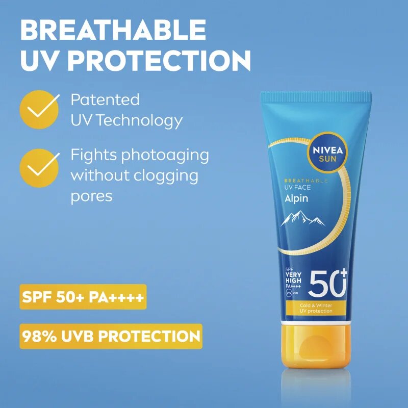 Nivea SUN Alpin krema za obraz za sončenje proti mrazu in vetru SPF 50+ 40 ml