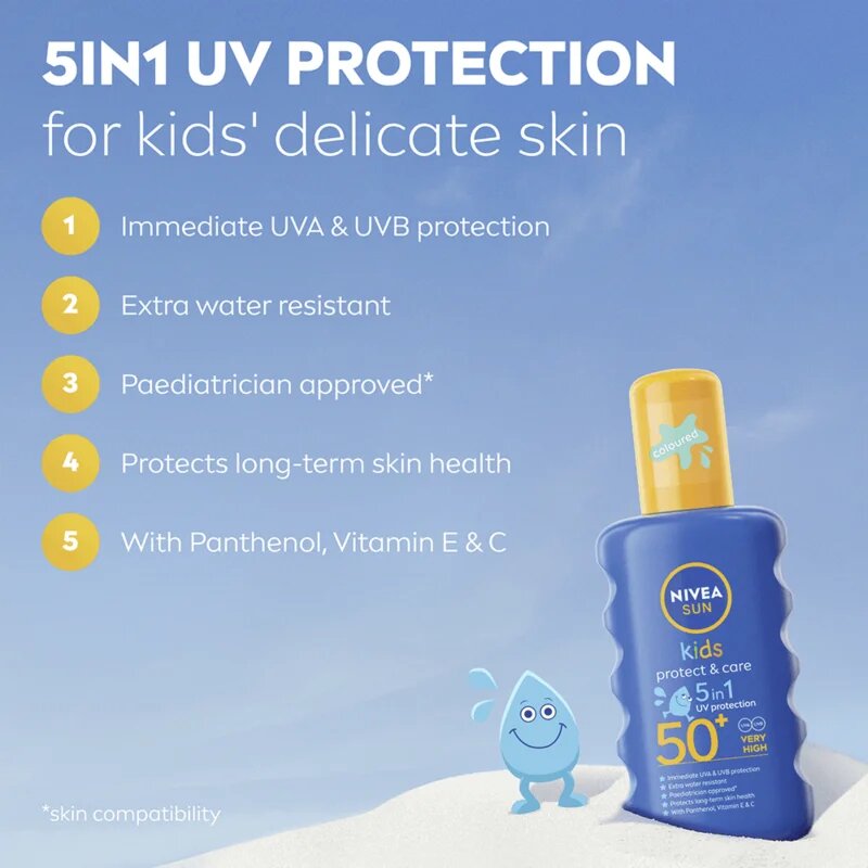 Nivea SUN Kids otroško barvno pršilo za sončenje SPF 50+ 200 ml