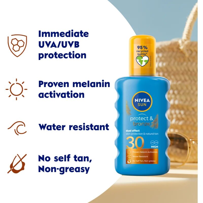 Nivea SUN Protect & Bronze intenzivno pršilo za sončenje SPF 30 200 ml