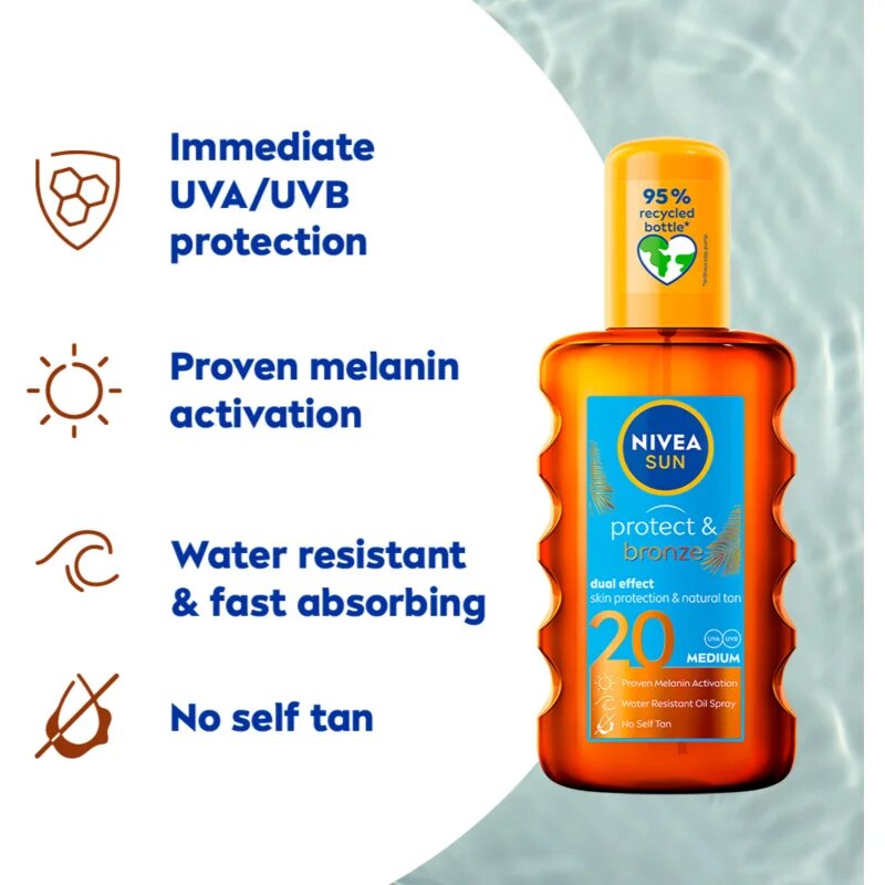 Nivea SUN Protect & Bronze suho olje za sončenje SPF 20 200 ml