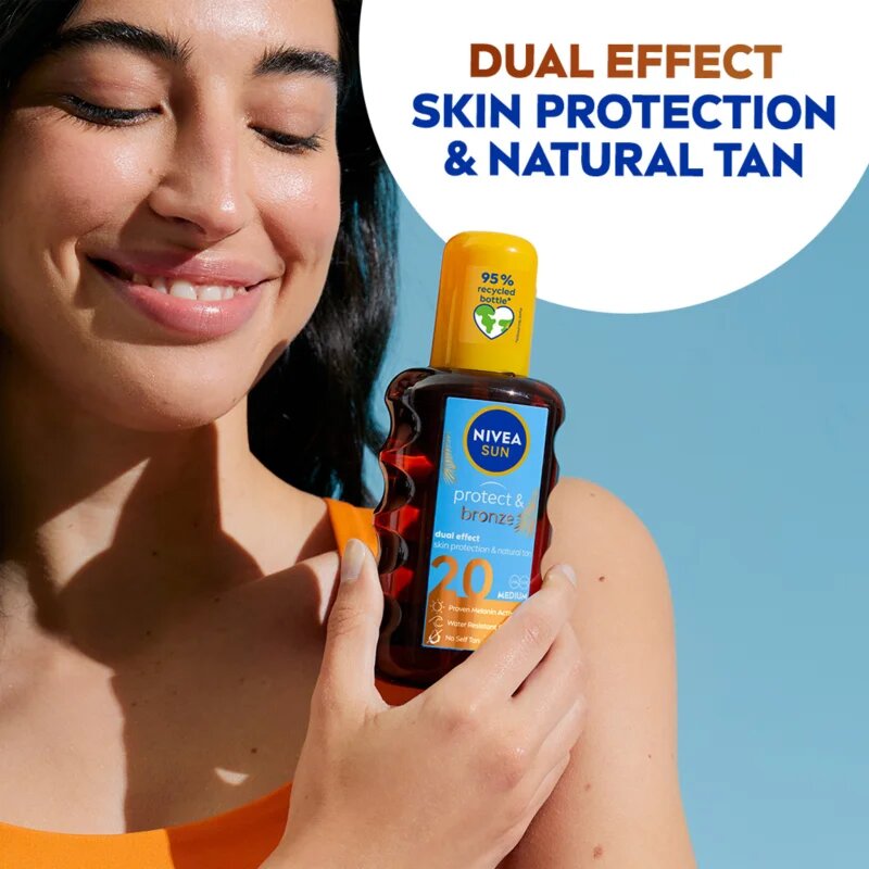 Nivea SUN Protect & Bronze suho olje za sončenje SPF 20 200 ml