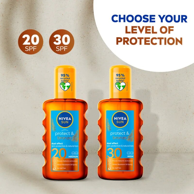 Nivea SUN Protect & Bronze suho olje za sončenje SPF 20 200 ml