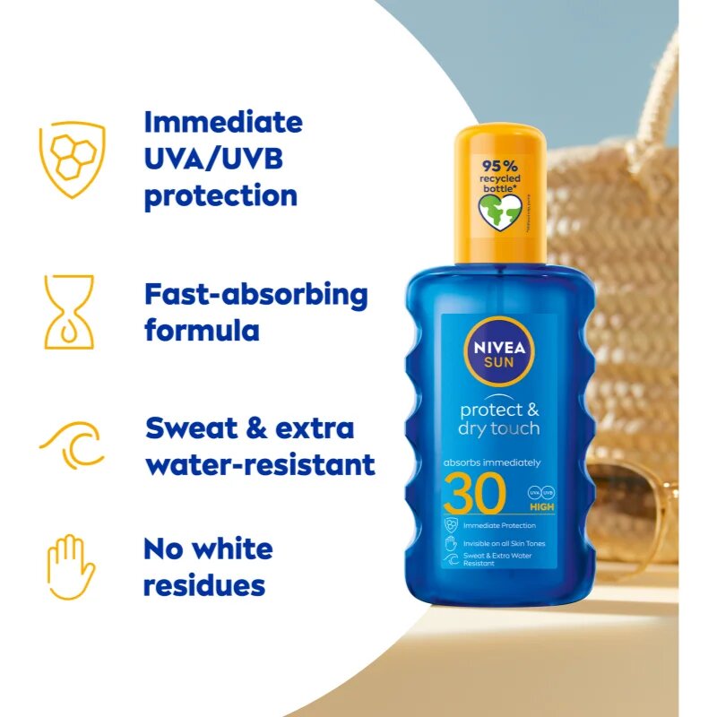 Nivea SUN Protect & Dry Touch nevidno pršilo za sončenje SPF 30 200 ml