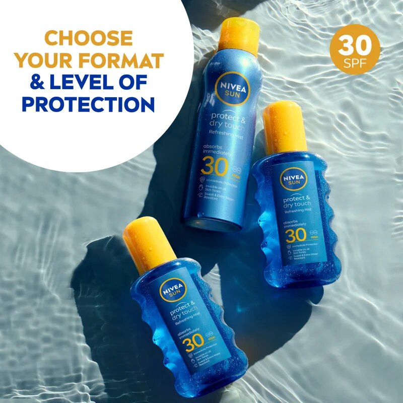 Nivea SUN Protect & Dry Touch nevidno pršilo za sončenje SPF 30 200 ml