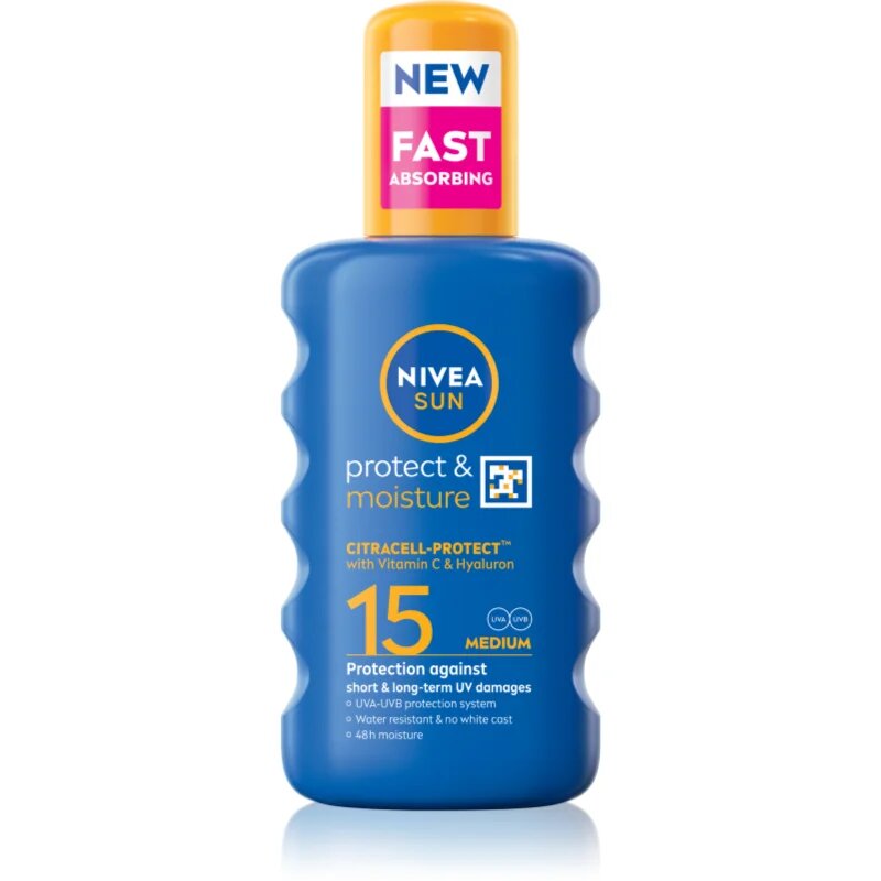 Nivea SUN Protect & Moisture pršilo za sončenje SPF 15 200 ml