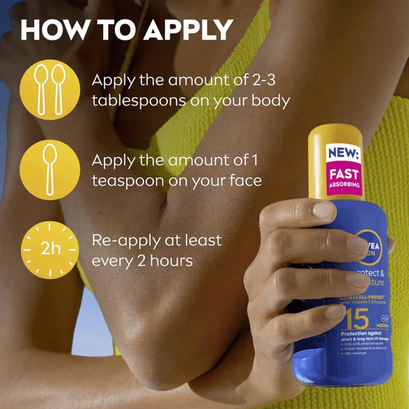 Nivea SUN Protect & Moisture pršilo za sončenje SPF 15 200 ml
