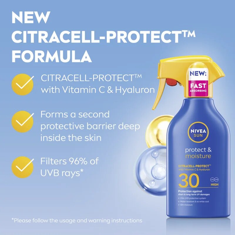 Nivea SUN Protect & Moisture pršilo za sončenje z vlažilnim učinkom SPF 30 250 ml