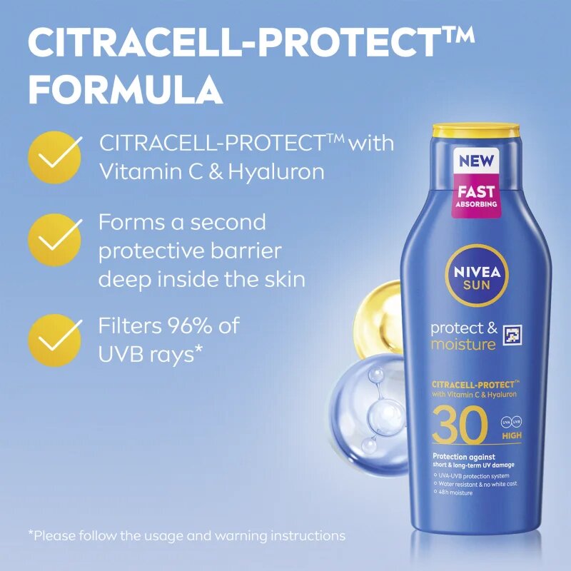Nivea SUN Protect & Moisture vlažilni losjon za sončenje SPF 30 400 ml