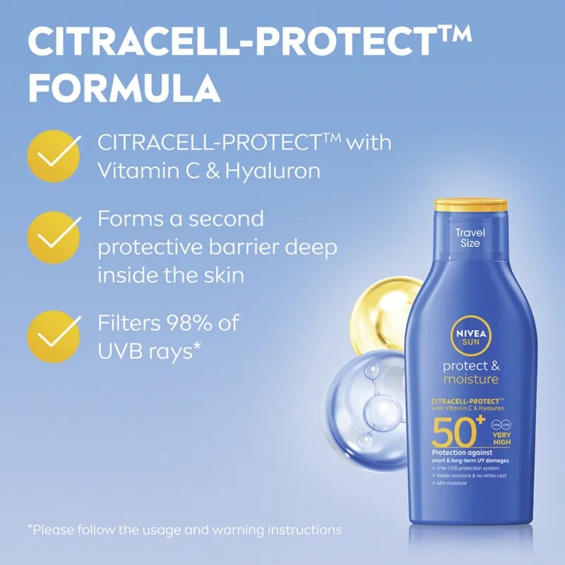 Nivea SUN Protect & Moisture vlažilni losjon za sončenje SPF 50+ 100 ml