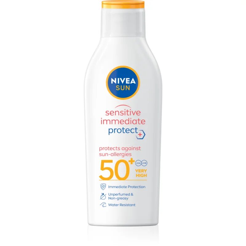 Nivea SUN Sensitive Immediate losjon za sončenje za občutljivo kožo SPF 50+ 200 ml