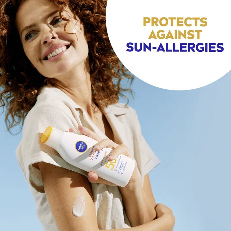 Nivea SUN Sensitive Immediate losjon za sončenje za občutljivo kožo SPF 50+ 200 ml