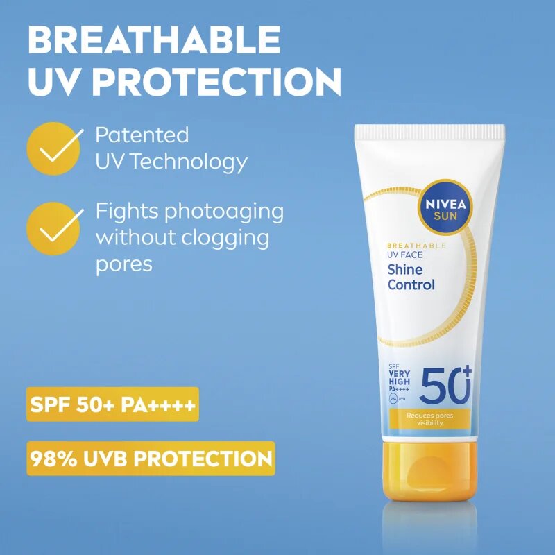 Nivea SUN Shine Control krema za obraz za sončenje SPF 50+ SPF 50+ 40 ml