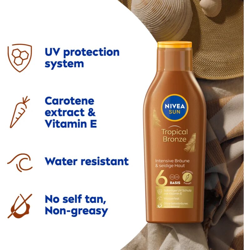 Nivea SUN Tropical Bronze losjon za sončenje SPF 6 200 ml