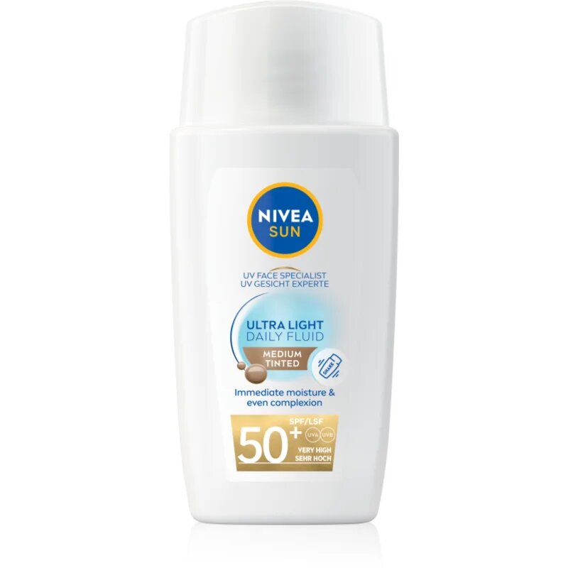 Nivea SUN Ultra Light lahki tonirani fluid SPF 50+ odtenek Medium 40 ml