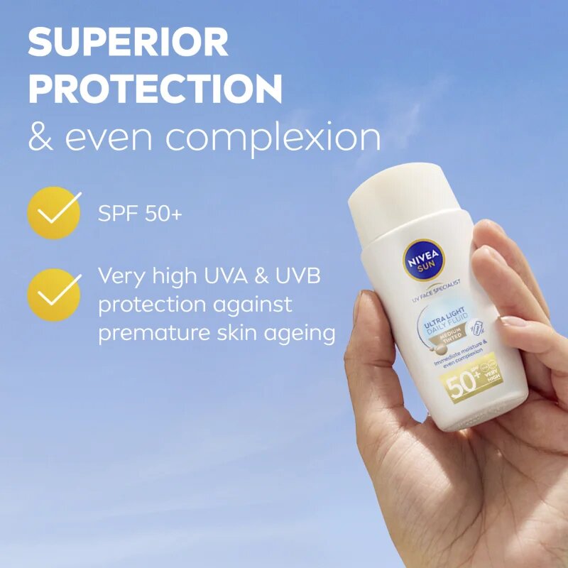 Nivea SUN Ultra Light lahki tonirani fluid SPF 50+ odtenek Medium 40 ml