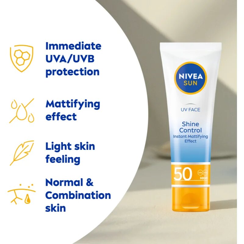 Nivea SUN UV FACE lahka matirajoča krema za obraz za sončenje SPF 50 50 ml