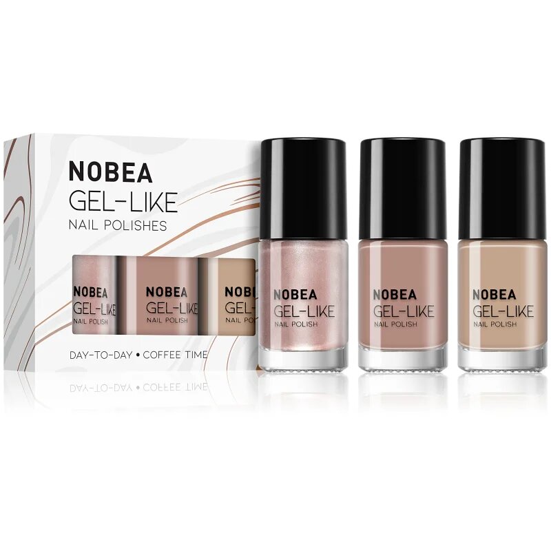 NOBEA Day-to-Day 3-Piece Gel-like Nail Polish set set lakov za nohte Coffee Time