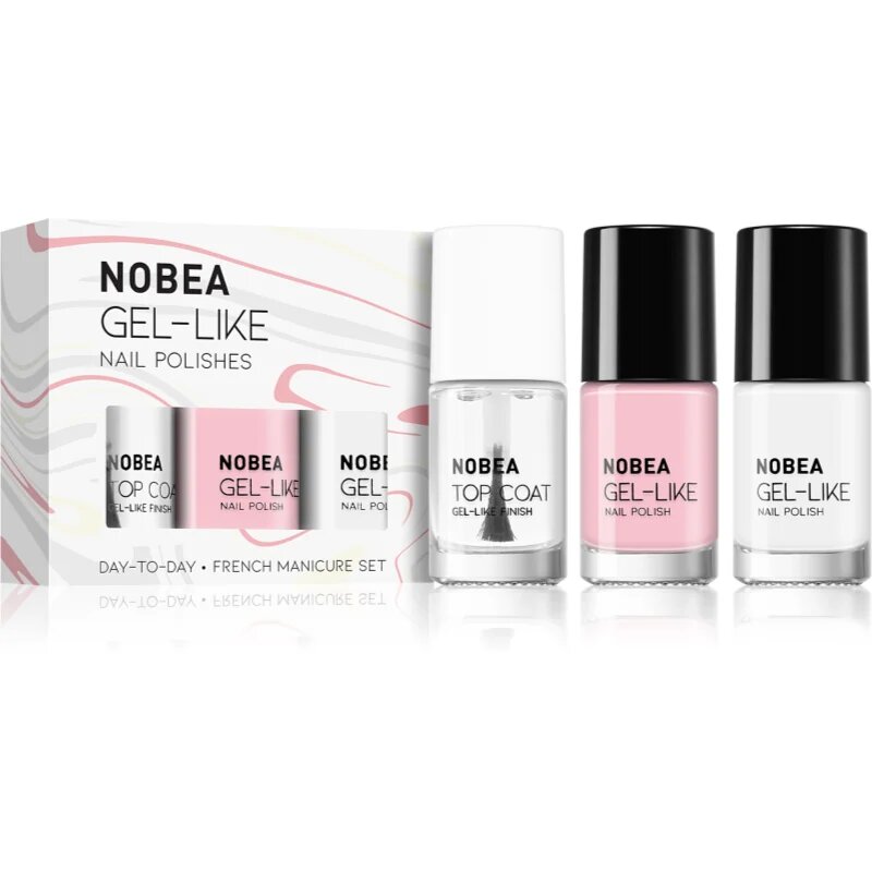 NOBEA Day-to-Day 3-Piece Nail Polish set with Top coat set lakov za nohte French manicure set