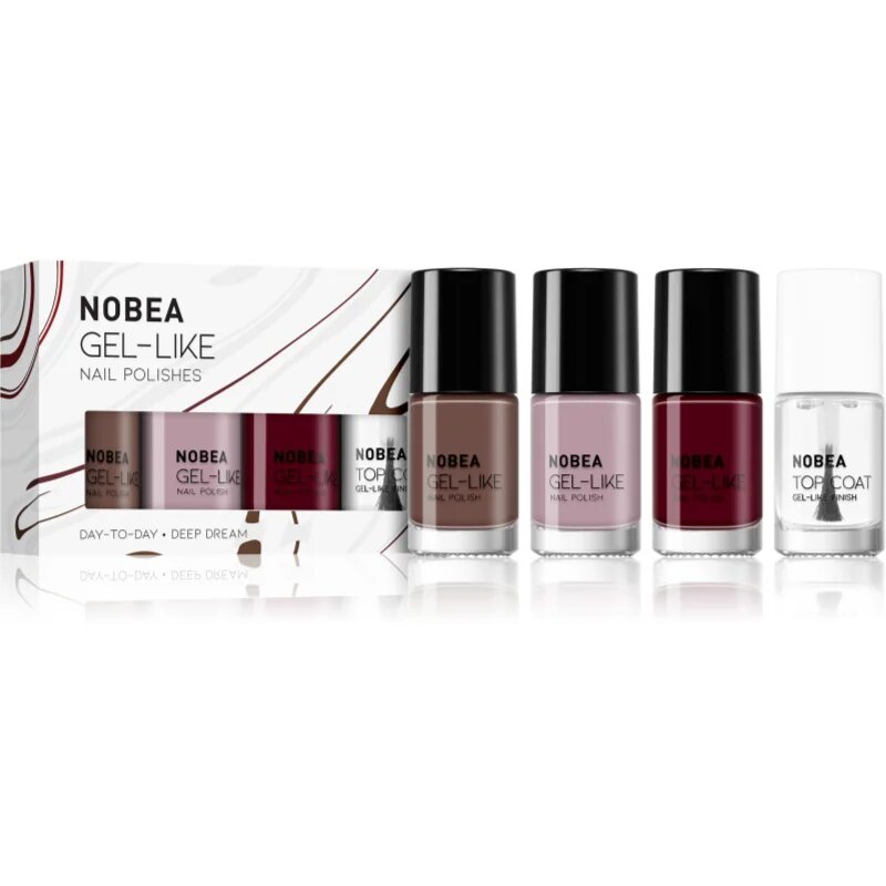 NOBEA Day-to-Day 4-Piece Gel-like Nail Polish set set lakov za nohte Deliciously deep dream
