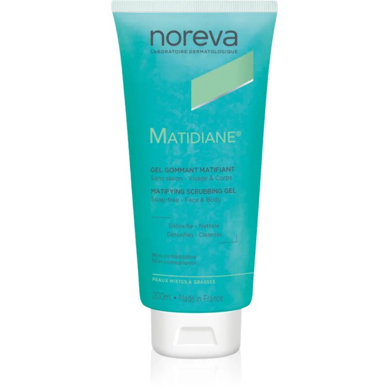 Noreva Matidiane Matifying Scrubbing Gel čistilni piling gel za mastno in problematično kožo 200 ml