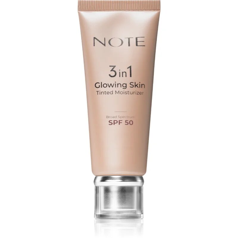 Note Cosmetique 3 in 1 Glowing Skin tonizirajoča vlažilna krema za osvetlitev kože SPF 50 30 ml