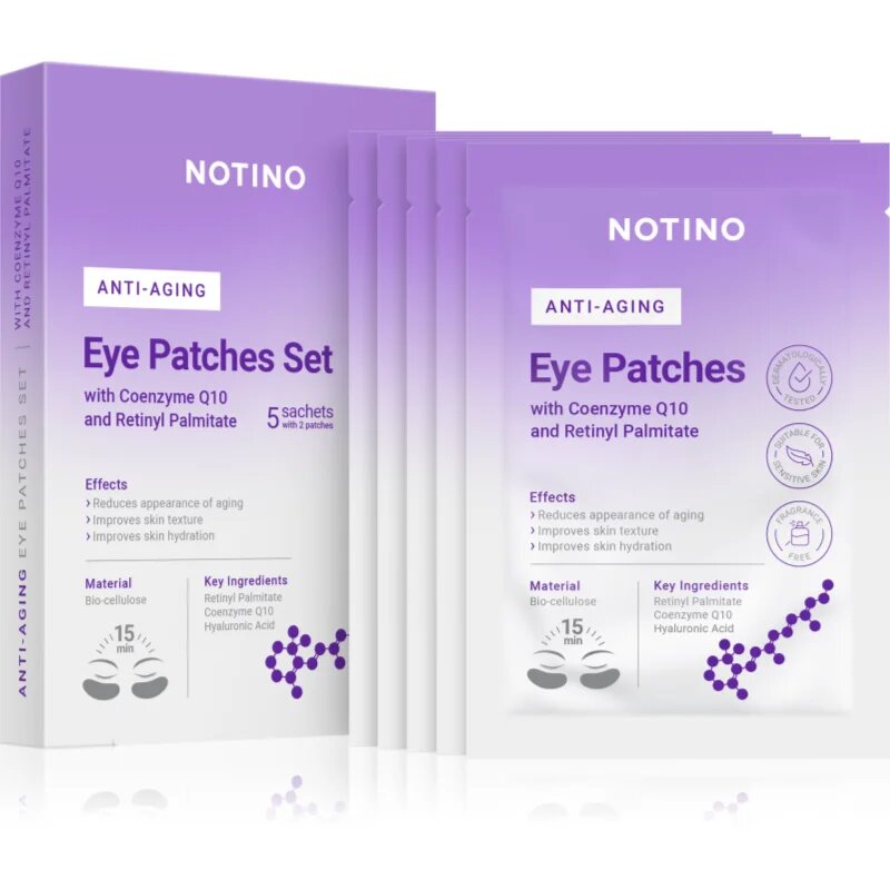 Notino Anti-Aging Bio-Cellulose Eye Patches Set with Coenzyme Q10 and Retinyl Palmitate maska proti gubam za predel okoli oči za predel okoli oči