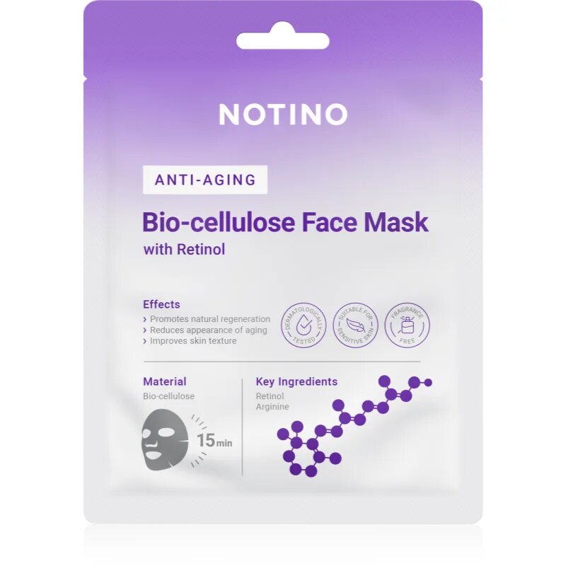Notino Anti-Aging Bio-Cellulose Face Mask with Retinol maska iz platna proti gubam 25 g