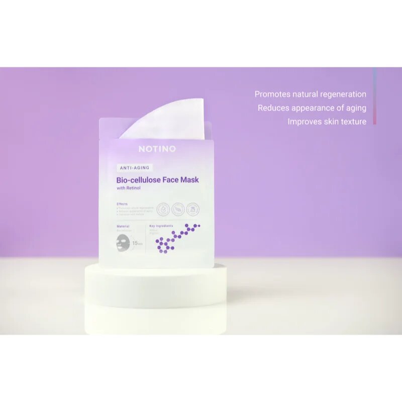 Notino Anti-Aging Bio-Cellulose Face Mask with Retinol set mask iz platna proti gubam