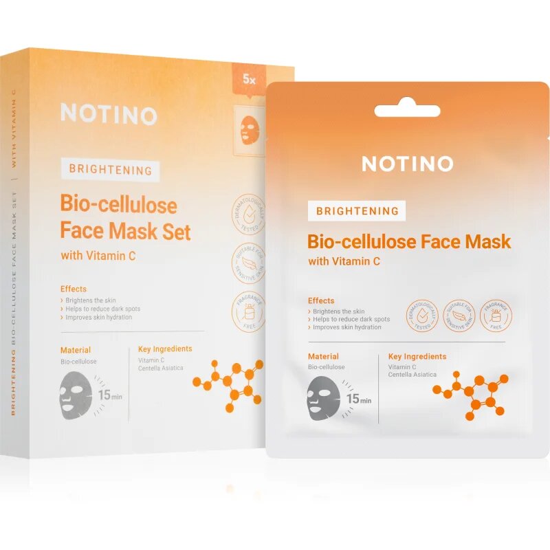 Notino Brightening Bio-Cellulose Face Mask with Vitamin C set mask iz platna za osvetlitev kože