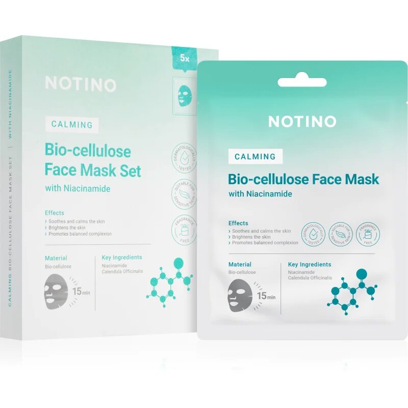 Notino Calming Bio-Cellulose Face Mask with Niacinamide set mask iz platna s pomirjajočim učinkom