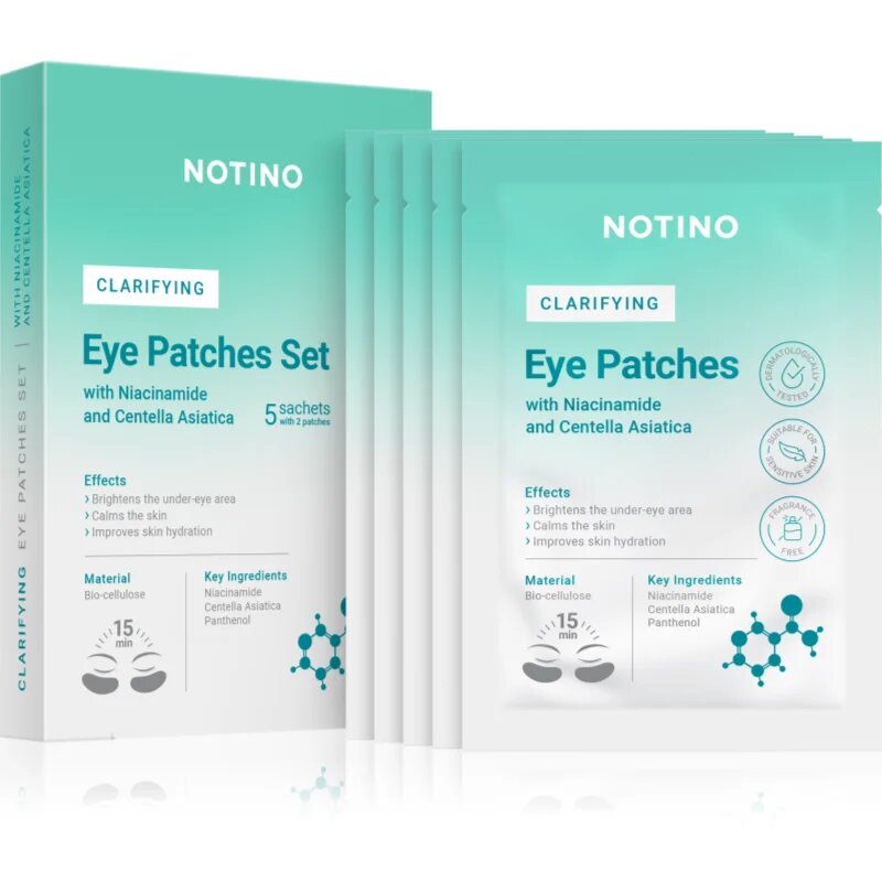 Notino Clarifying Bio-Cellulose Eye Patches Set with Niacinamide and Centella Asiatica maska za posvetlitev za predel okoli oči