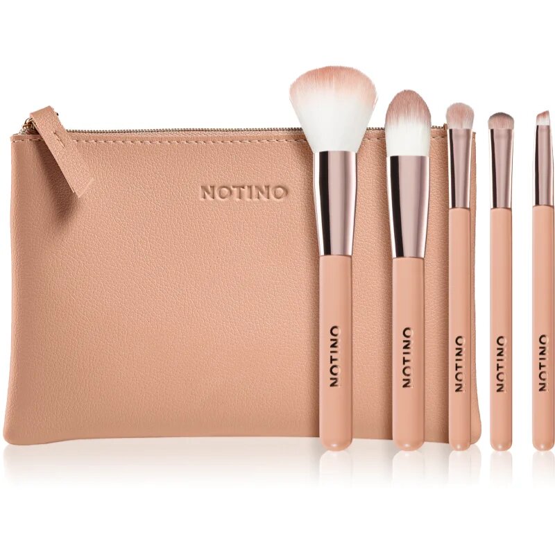 Notino Glamour Collection Travel Brush Set with Pouch potovalni set čopičev s torbico