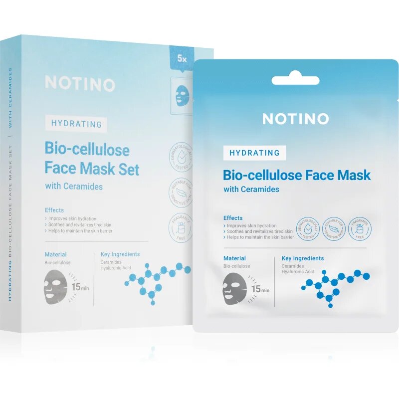 Notino Hydrating Bio-Cellulose Face Mask with Ceramides set mask iz platna z vlažilnim učinkom
