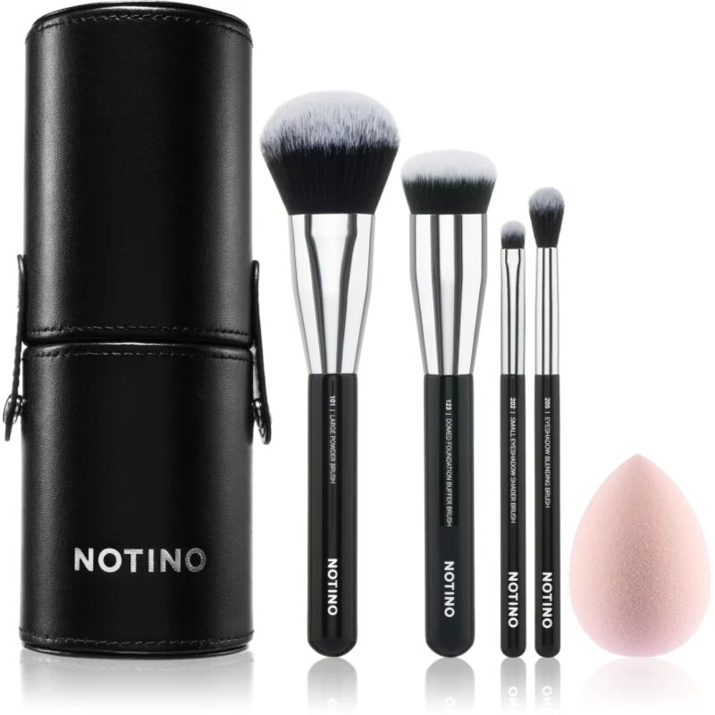 Notino Makeup Brushes Essential Professional Make-Up Brushes & Sponge Set set čopičev z etuijem 5 kos