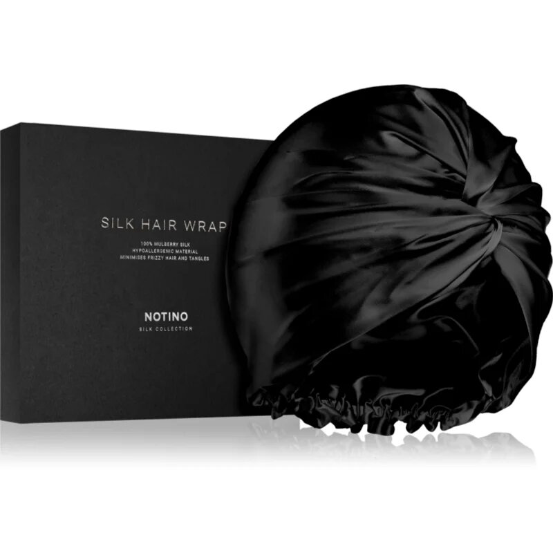 Notino Silk Collection Hair wrap svilnat turban za lase Black 1 kos