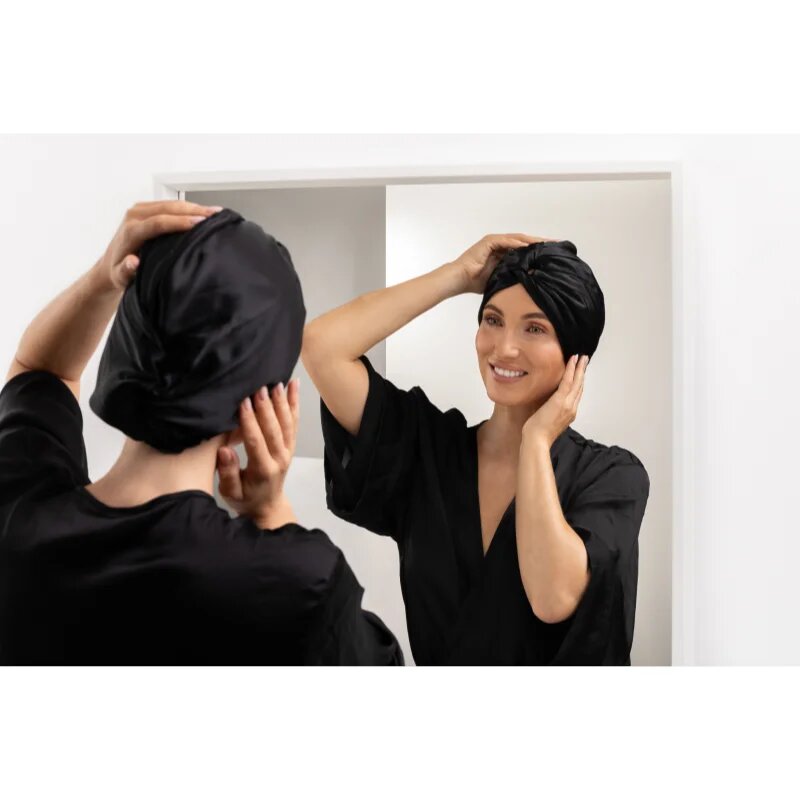 Notino Silk Collection Hair wrap svilnat turban za lase Black 1 kos