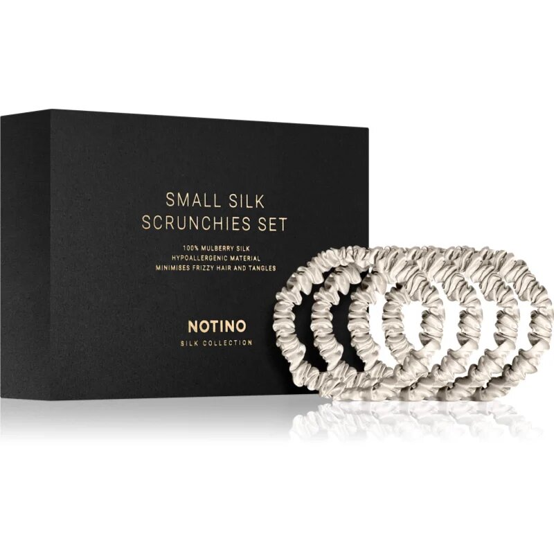Notino Silk Collection Small Scrunchie Set set svilenih elastik za lase odtenek Cream