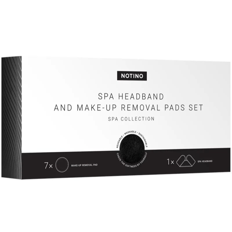 Notino Spa Collection Spa headband and make-up removal pads set set za odstranjevanje ličil s spa naglavnim trakom Black 7 kos
