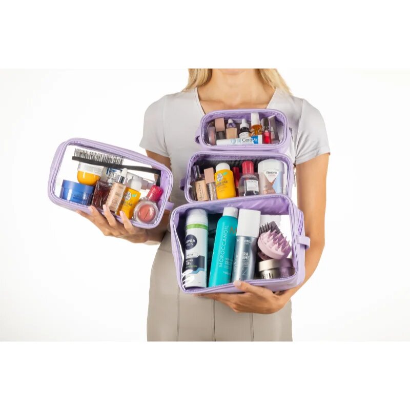 Notino Travel Collection Clear Organizer Set potovalni set za kozmetiko Purple 4 kos
