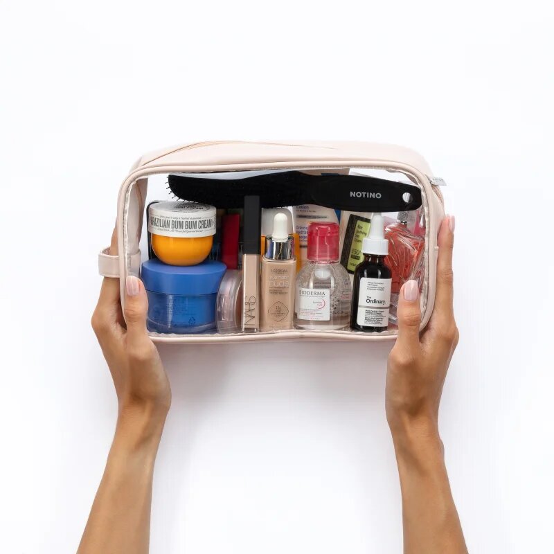 Notino Travel Collection Large Clear Organizer prozorna kozmetična torbica L Beige 1 kos