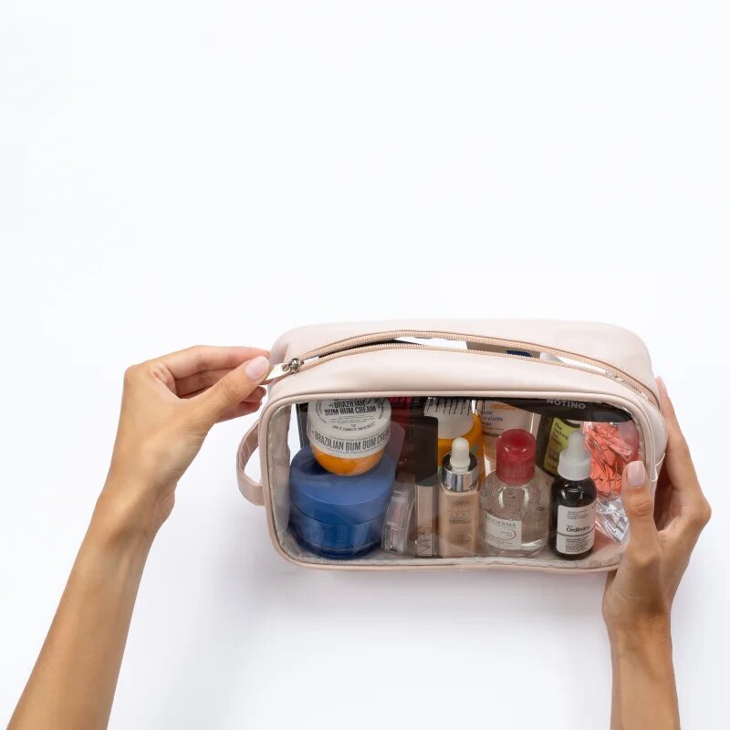 Notino Travel Collection Large Clear Organizer prozorna kozmetična torbica L Beige 1 kos