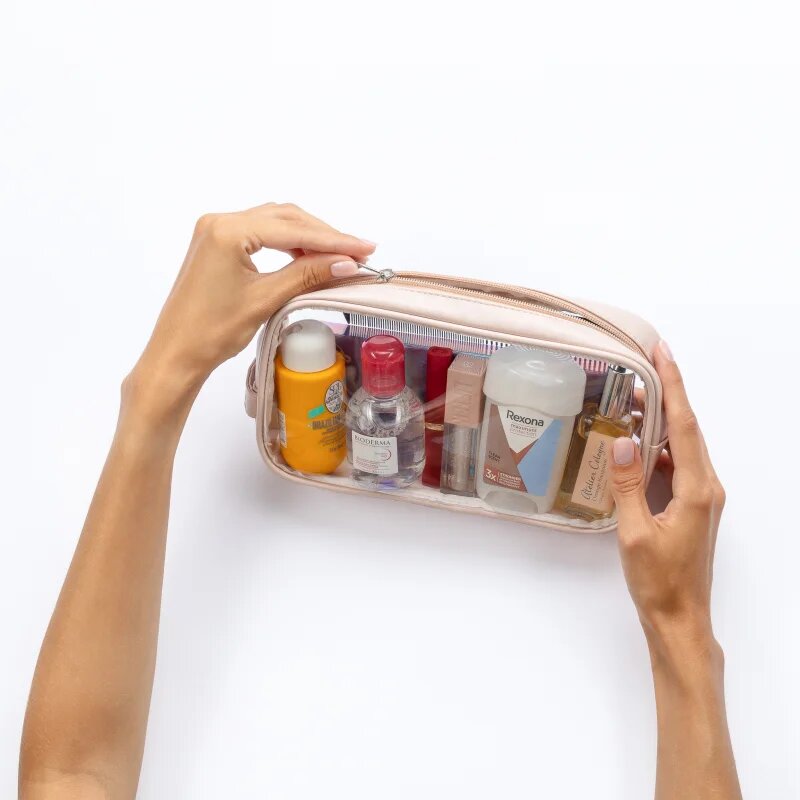 Notino Travel Collection Medium Clear Organizer prozorna kozmetična torbica M Beige 24x125x5 cm 1 kos