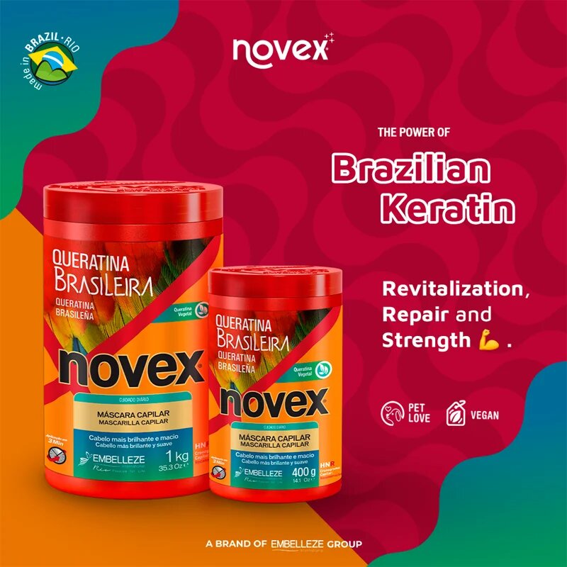 Novex Brazilian Keratin obnovitvena maska za poškodovane lase 400 g