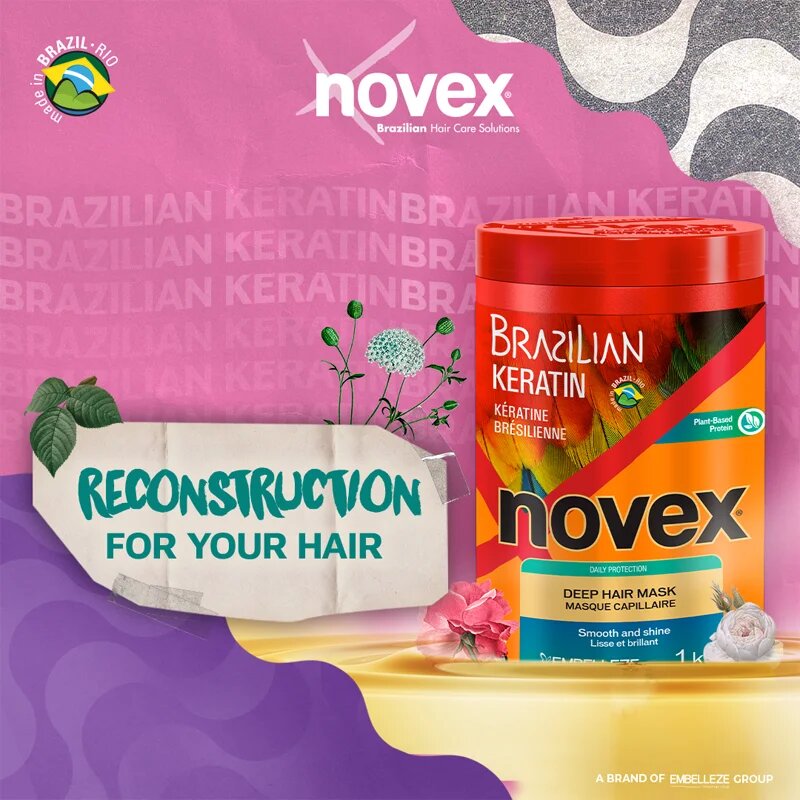 Novex Brazilian Keratin obnovitvena maska za poškodovane lase 400 g