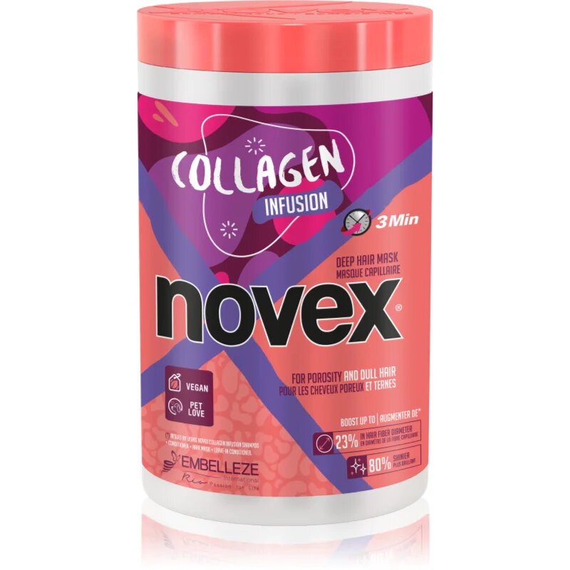 Novex Collagen Infusion krepilna maska za oslabljene poškodovane lase in razcepljene konice 400 g