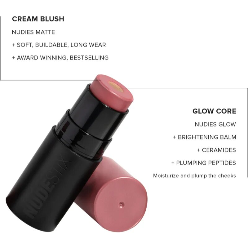 Nudestix Nudies Matte + Glow Core večnamensko ličilo za oči ustnice in obraz odtenek Pink Ice 6 g