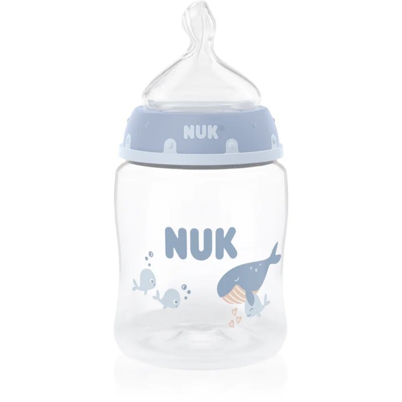 NUK First Choice Whale steklenička z indikatorjem temperature 0m+ 1 kos